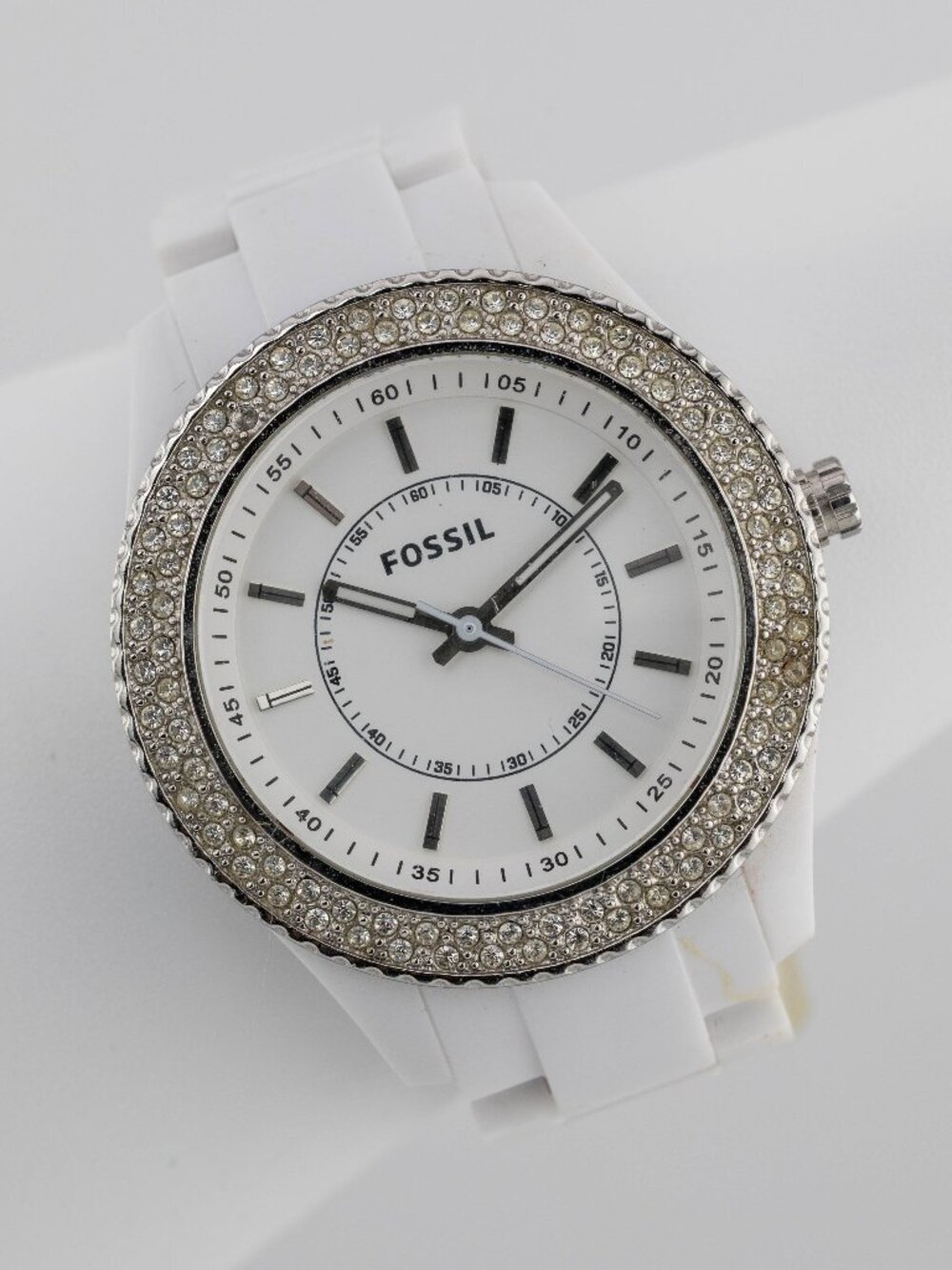 Fossil ES2444 Women's Stella White Crystal Quartz Analog Watch Fresh Battery
